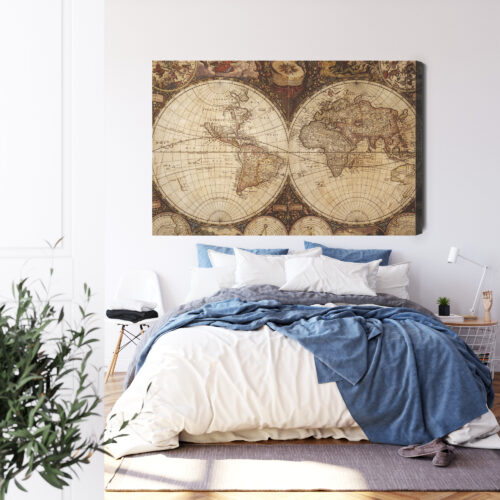 Obraz na płótnie Mapa Premium Canvas Antyczna mapa świata retro - obrazek 3