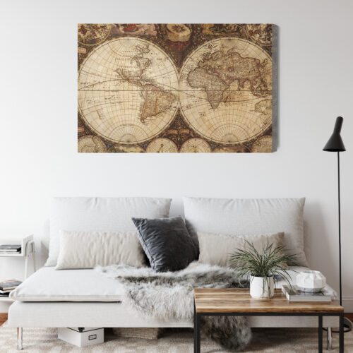 Obraz na płótnie Mapa Premium Canvas Antyczna mapa świata retro - obrazek 4