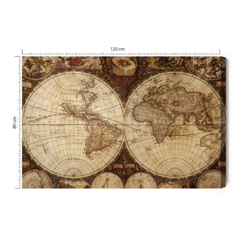 Obraz na płótnie Mapa Premium Canvas Antyczna mapa świata retro