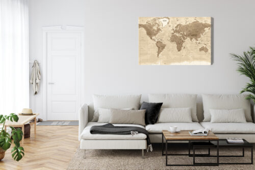 Obraz na płótnie Mapa Premium Canvas Świat w stylu vintage sepia - obrazek 6