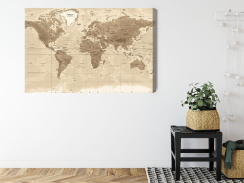 Obraz na płótnie Mapa Premium Canvas Świat w stylu vintage sepia - obrazek 8