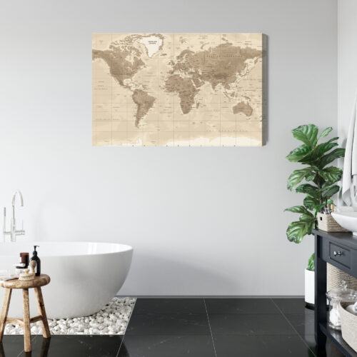 Obraz na płótnie Mapa Premium Canvas Świat w stylu vintage sepia - obrazek 5