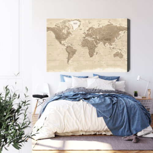 Obraz na płótnie Mapa Premium Canvas Świat w stylu vintage sepia - obrazek 3