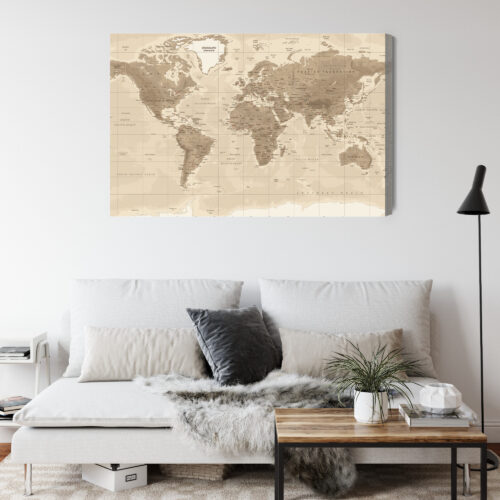 Obraz na płótnie Mapa Premium Canvas Świat w stylu vintage sepia - obrazek 4