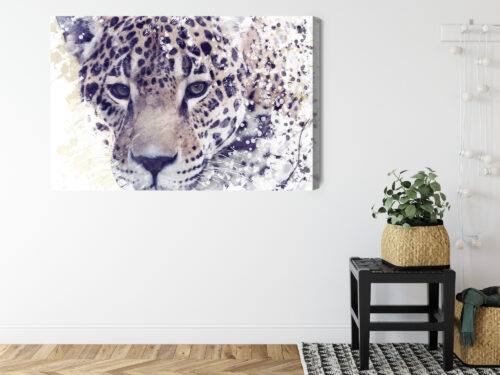 Obraz na płótnie Zwierzęta Premium Canvas Lampart z bliska w białych plamkach - obrazek 8