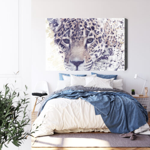 Obraz na płótnie Zwierzęta Premium Canvas Lampart z bliska w białych plamkach - obrazek 3