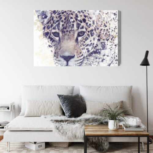 Obraz na płótnie Zwierzęta Premium Canvas Lampart z bliska w białych plamkach - obrazek 4