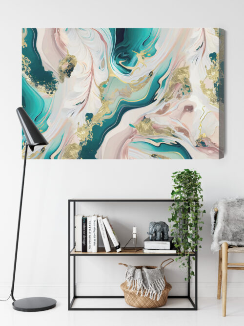 Obraz na płótnie Abstrakcja Turkus Złoto Marmurkowy wzór  Premium Canvas - obrazek 9