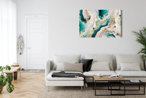 Obraz na płótnie Abstrakcja Turkus Złoto Marmurkowy wzór  Premium Canvas - obrazek 6