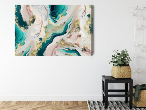 Obraz na płótnie Abstrakcja Turkus Złoto Marmurkowy wzór  Premium Canvas - obrazek 8