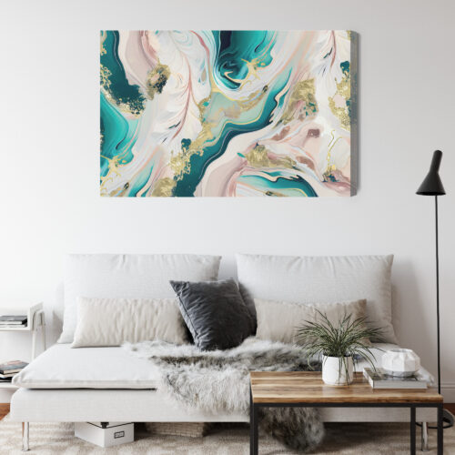 Obraz na płótnie Abstrakcja Turkus Złoto Marmurkowy wzór  Premium Canvas - obrazek 4