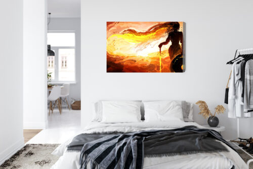 Obraz na płótnie Wojowniczka o zachodzie słońca Styl malarski  Premium Canvas - obrazek 7
