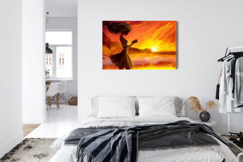 Obraz na płótnie Kobieta z książką Zachód słońca malarski styl  Premium Canvas - obrazek 7