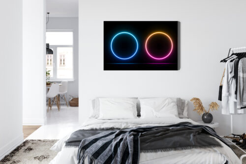 Obraz na płótnie Neonowe kręgi Nowoczesna abstrakcja świetlna  Premium Canvas - obrazek 7