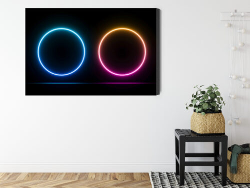 Obraz na płótnie Neonowe kręgi Nowoczesna abstrakcja świetlna  Premium Canvas - obrazek 8