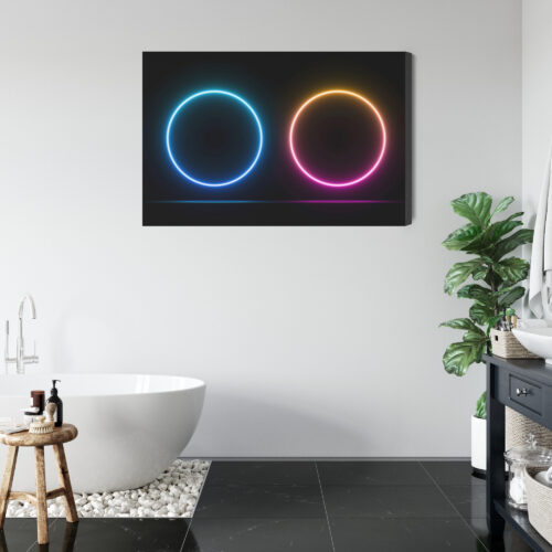 Obraz na płótnie Neonowe kręgi Nowoczesna abstrakcja świetlna  Premium Canvas - obrazek 5