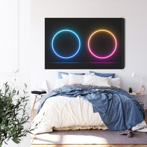 Obraz na płótnie Neonowe kręgi Nowoczesna abstrakcja świetlna  Premium Canvas - obrazek 3