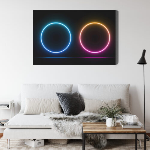 Obraz na płótnie Neonowe kręgi Nowoczesna abstrakcja świetlna  Premium Canvas - obrazek 4