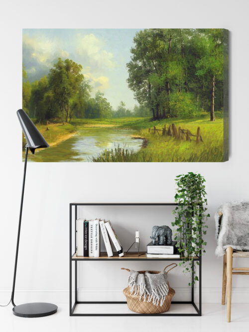 Obraz na płótnie Krajobraz Olejny Rzeka  Premium Canvas - obrazek 9