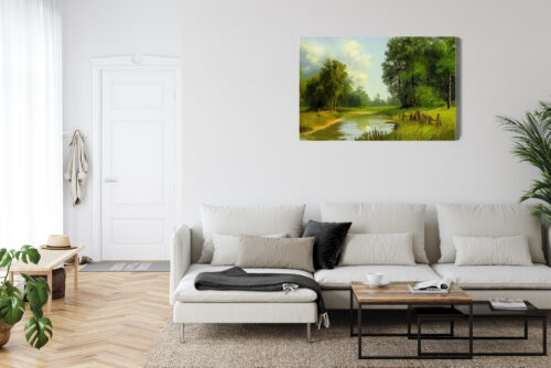 Obraz na płótnie Krajobraz Olejny Rzeka  Premium Canvas - obrazek 6