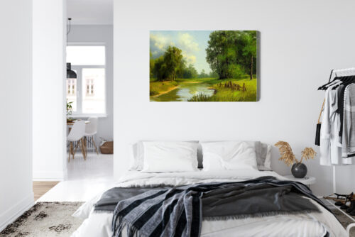 Obraz na płótnie Krajobraz Olejny Rzeka  Premium Canvas - obrazek 7