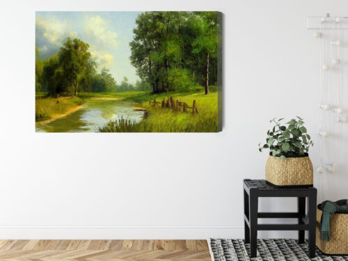 Obraz na płótnie Krajobraz Olejny Rzeka  Premium Canvas - obrazek 8
