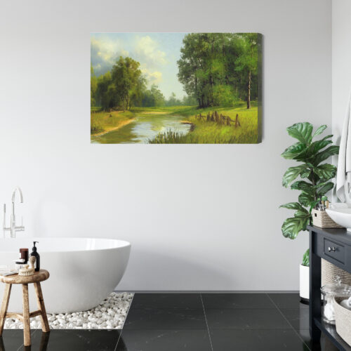 Obraz na płótnie Krajobraz Olejny Rzeka  Premium Canvas - obrazek 5