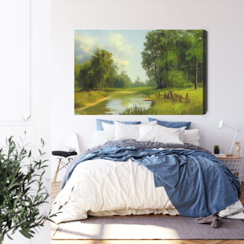 Obraz na płótnie Krajobraz Olejny Rzeka  Premium Canvas - obrazek 3