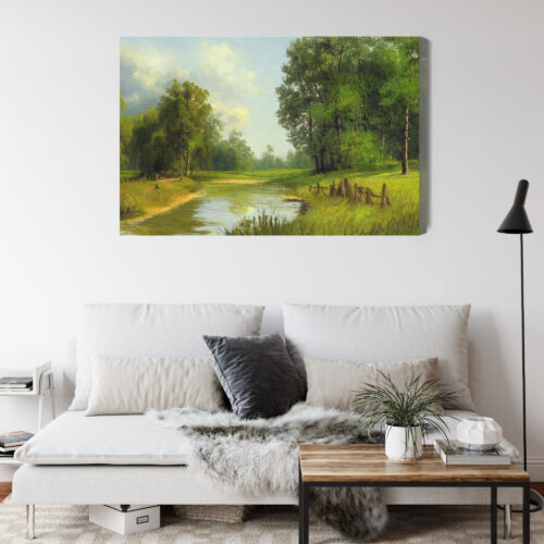 Obraz na płótnie Krajobraz Olejny Rzeka  Premium Canvas - obrazek 4