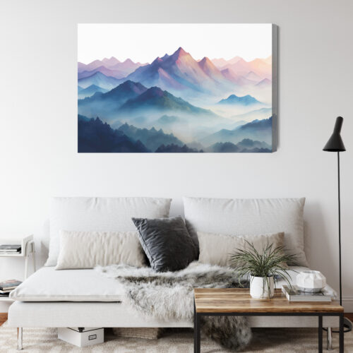 Obraz na płótnie Góry Akwarela Panorama  Premium Canvas - obrazek 4