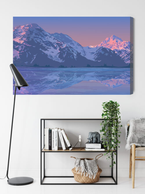 Obraz na płótnie Góry Ilustracja Odbicie  Premium Canvas - obrazek 9