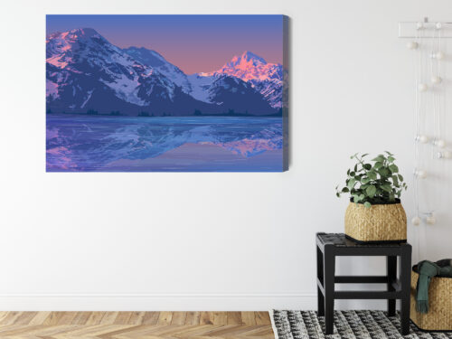 Obraz na płótnie Góry Ilustracja Odbicie  Premium Canvas - obrazek 8