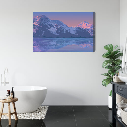 Obraz na płótnie Góry Ilustracja Odbicie  Premium Canvas - obrazek 5