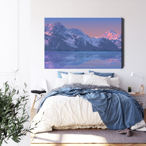 Obraz na płótnie Góry Ilustracja Odbicie  Premium Canvas - obrazek 3