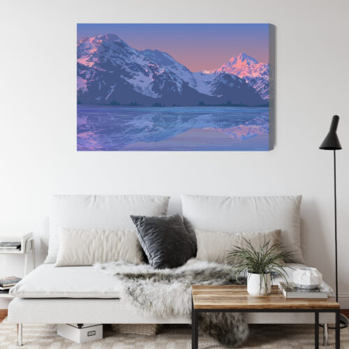 Obraz na płótnie Góry Ilustracja Odbicie  Premium Canvas - obrazek 4