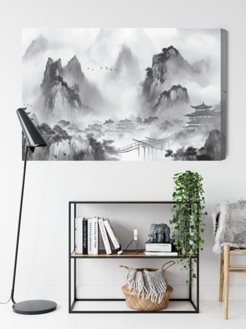 Obraz na płótnie Orient Tradycyjny krajobraz górski z pagodami Premium Canvas - obrazek 9