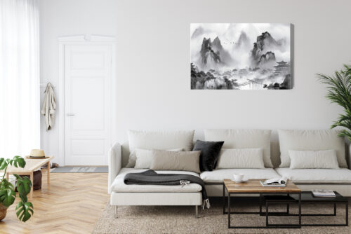 Obraz na płótnie Orient Tradycyjny krajobraz górski z pagodami Premium Canvas - obrazek 6