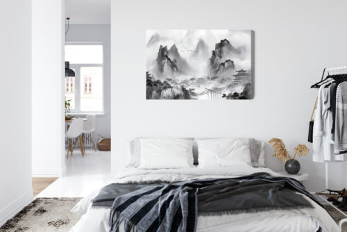 Obraz na płótnie Orient Tradycyjny krajobraz górski z pagodami Premium Canvas - obrazek 7