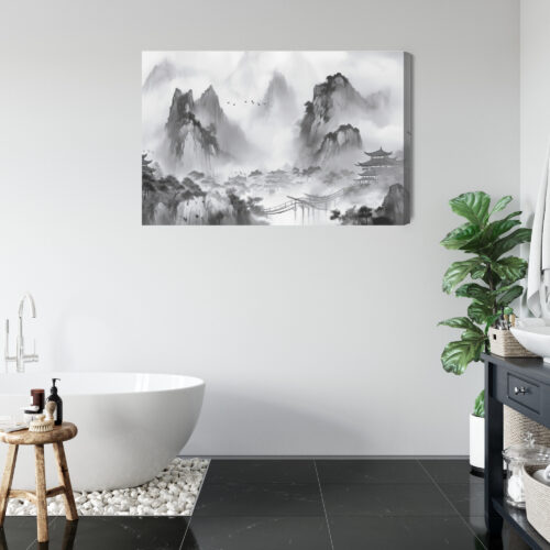 Obraz na płótnie Orient Tradycyjny krajobraz górski z pagodami Premium Canvas - obrazek 5