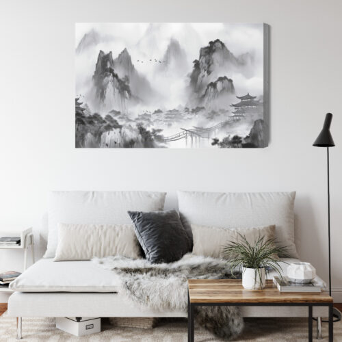 Obraz na płótnie Orient Tradycyjny krajobraz górski z pagodami Premium Canvas - obrazek 4