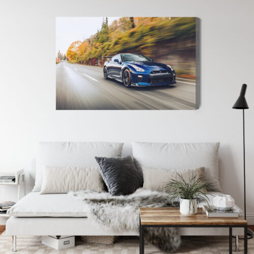 Obraz na płótnie Nissan GT-R w ruchu Motoryzacja Dynamiczna Premium Canvas - obrazek 4