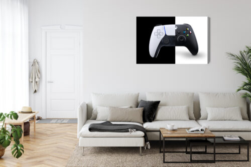 Obraz na płótnie Kontrolery PS5 i Xbox Kontrastowa grafika Premium Canvas - obrazek 6