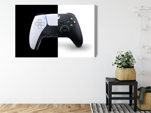 Obraz na płótnie Kontrolery PS5 i Xbox Kontrastowa grafika Premium Canvas - obrazek 8