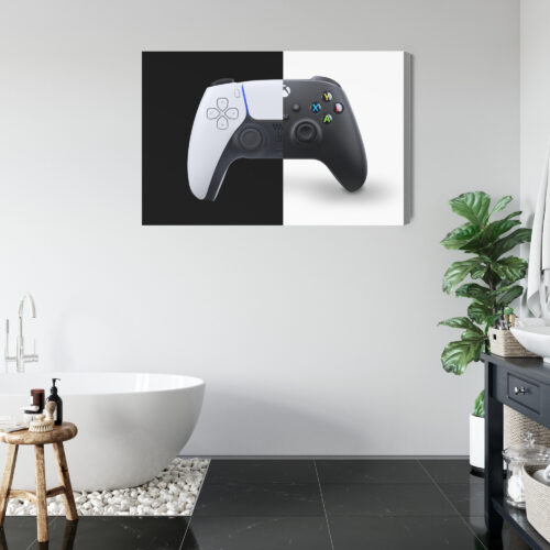 Obraz na płótnie Kontrolery PS5 i Xbox Kontrastowa grafika Premium Canvas - obrazek 5