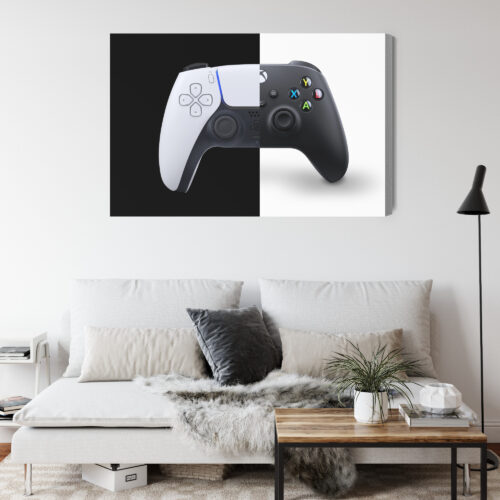 Obraz na płótnie Kontrolery PS5 i Xbox Kontrastowa grafika Premium Canvas - obrazek 4