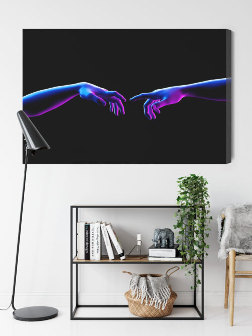 Obraz na płótnie Dłonie w neonowym stylu Futurystyczna sztuka Premium Canvas - obrazek 9