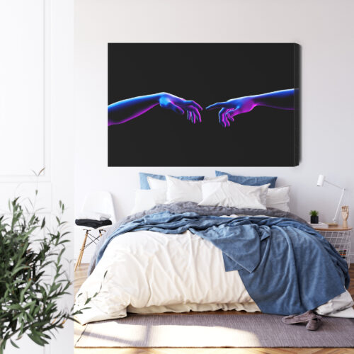 Obraz na płótnie Dłonie w neonowym stylu Futurystyczna sztuka Premium Canvas - obrazek 3