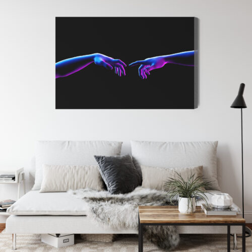 Obraz na płótnie Dłonie w neonowym stylu Futurystyczna sztuka Premium Canvas - obrazek 4