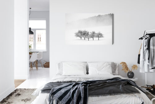 Obraz na płótnie Zimowy krajobraz Minimalistyczny czarno-biały  Premium Canvas - obrazek 7