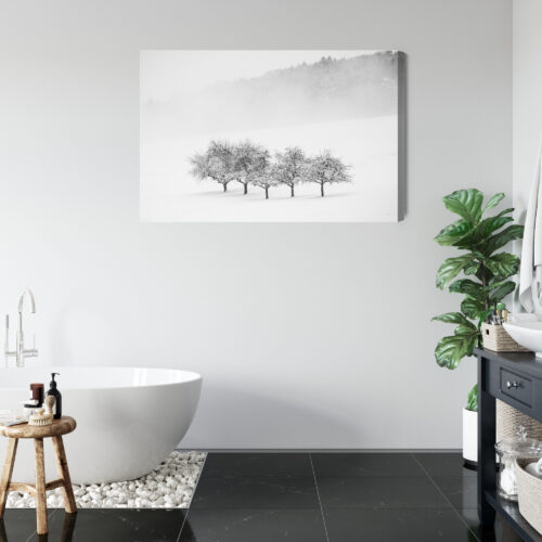 Obraz na płótnie Zimowy krajobraz Minimalistyczny czarno-biały  Premium Canvas - obrazek 5